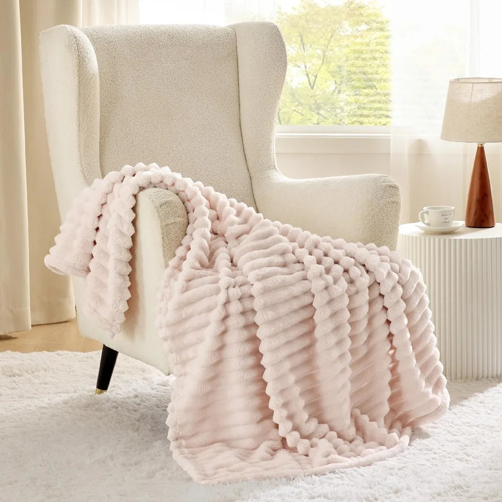 Bedsure GentleSoft White Throw Blanket for Couch - Cozy Blanket for Women, Cute Fleece Throws for Girls Sofa Couch Cover