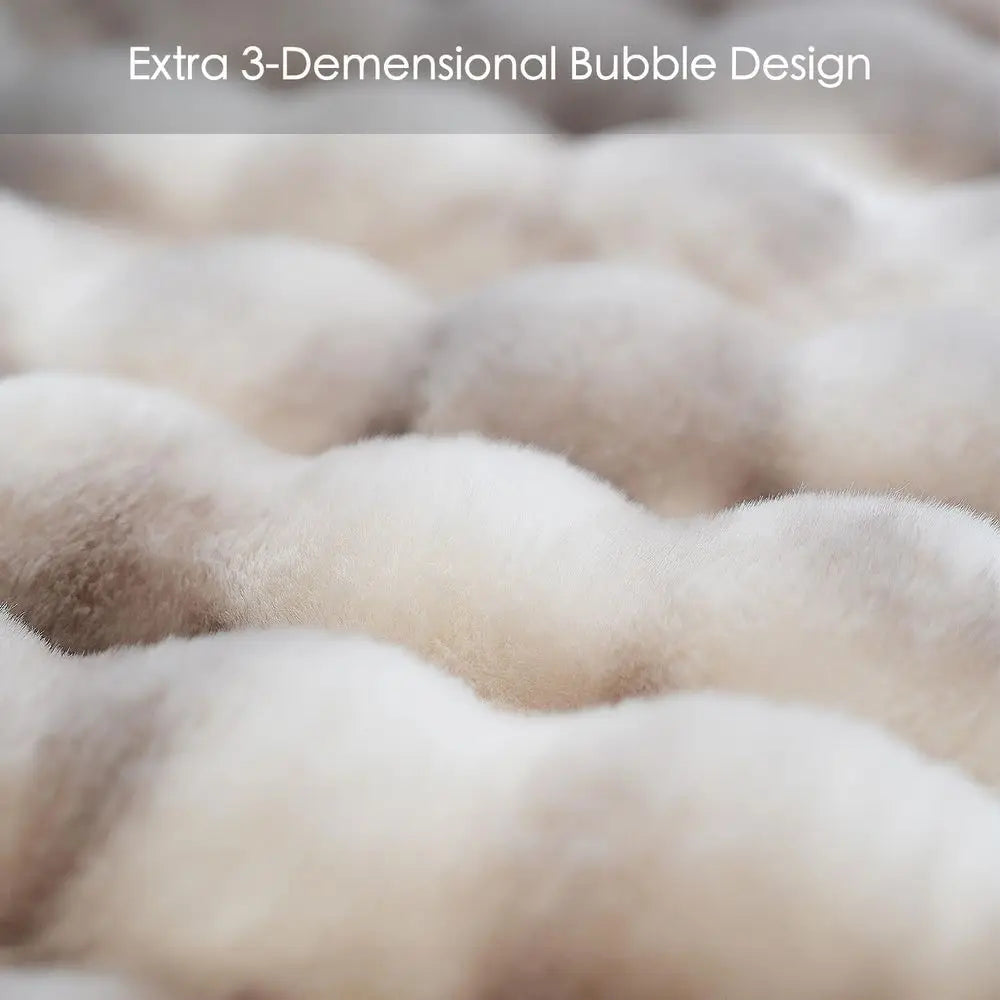 Luxury 1000GSM Oversized Plush Rabbit Faux Fur Blanket, Soft Cozy Throw for Couch, Bed, Living Room - Brown White, 60x80