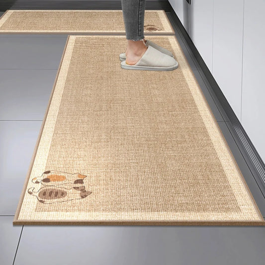 Kitchen Floor Mat Waterproof PVC Non-slip Oil-resistant Leather Rug Solid Color Long Strip Carpet Home Decoration Rugs 주방 깔개