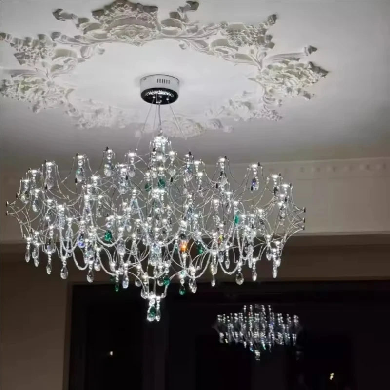 New Stainless Steel Crystal Ceiling Chandelier Led Lamps Living Room Personalized Firefly Shape Restaurant Villa Lights