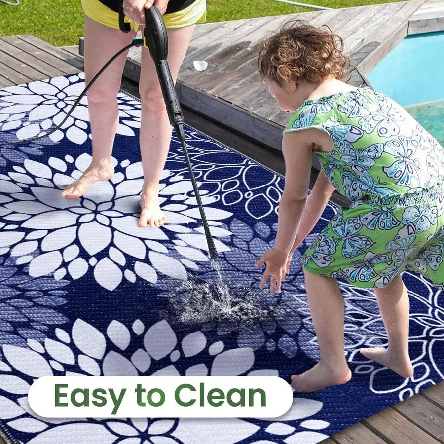 Outdoor Rug Waterproof Outdoor Plastic Straw Rug Reversible Patio Rug Mat Outdoor Decor Large Area Mats for RV, Picnic, Backyard