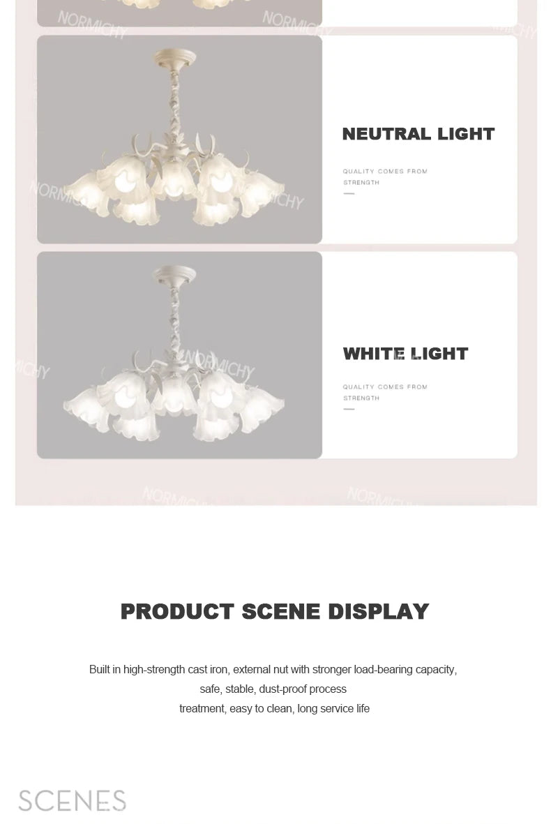 Special Promotions modern led white Flower glass suspended ceiling light Chandelier lustre Child room Bedroom Pendant lamps