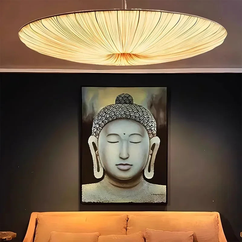 Japanese Wabi Sabi Cloth Pendant Light Bar Living Room B&B Bedroom Nordic Ceiling Chandelier Lighting Decor Lustre Hanging Lamps