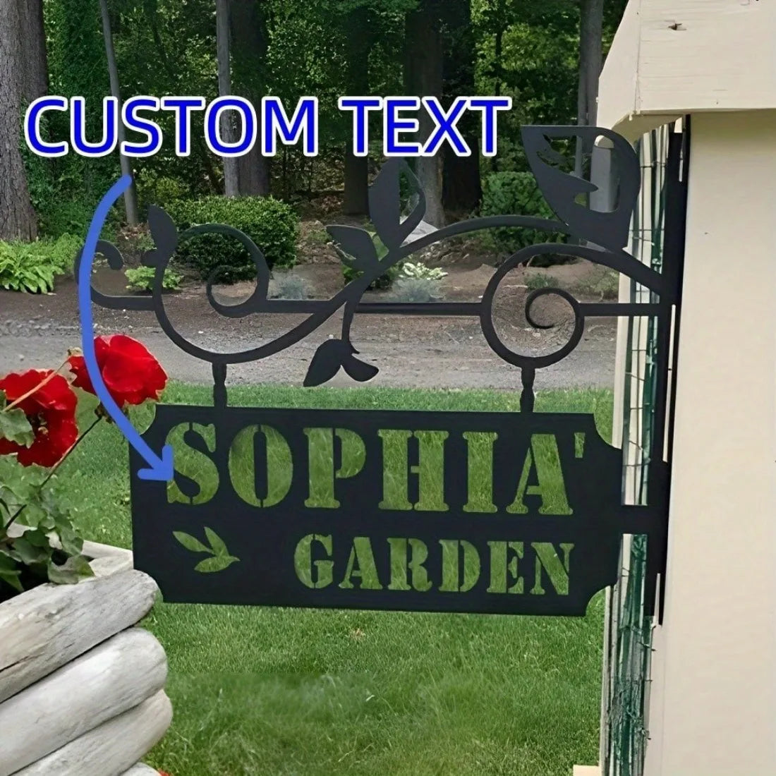 Customizable Metal Outdoor Garden Wall Decor - Personalized Name Stakes & Wall-Mounted Hangings.