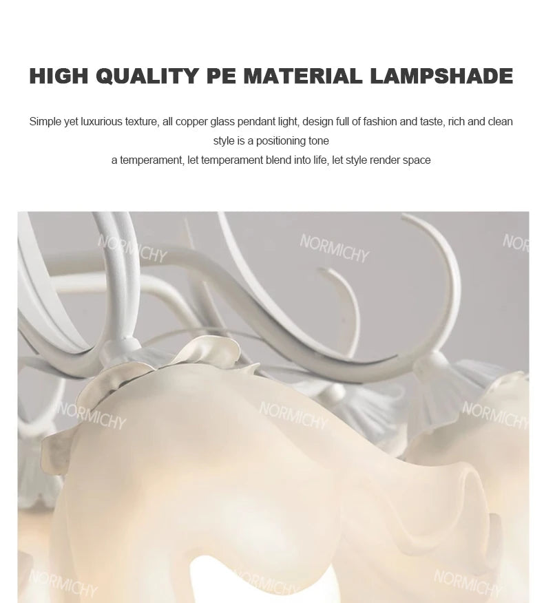 Special Promotions modern led white Flower glass suspended ceiling light Chandelier lustre Child room Bedroom Pendant lamps