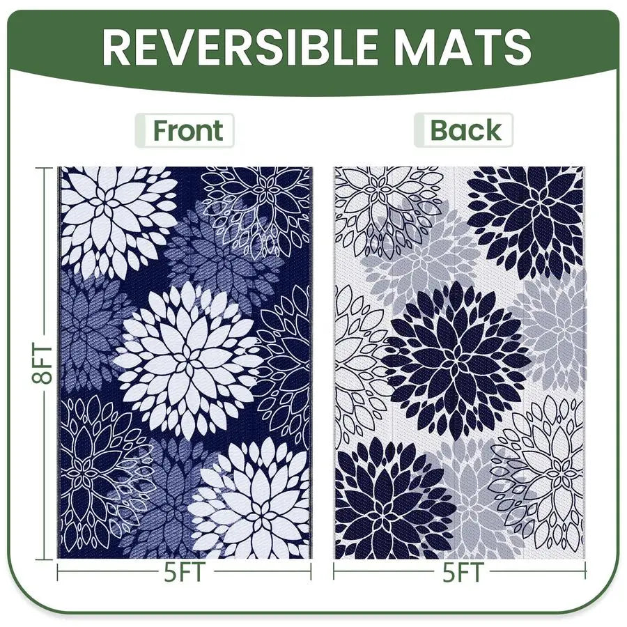 Outdoor Rug Waterproof Outdoor Plastic Straw Rug Reversible Patio Rug Mat Outdoor Decor Large Area Mats for RV, Picnic, Backyard